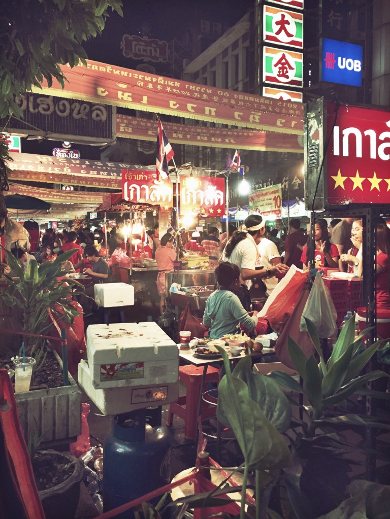 The crowded streets are filled with lights, food vendors, and often, satisfied stomachs. Yee, N. (CC), 2015.
